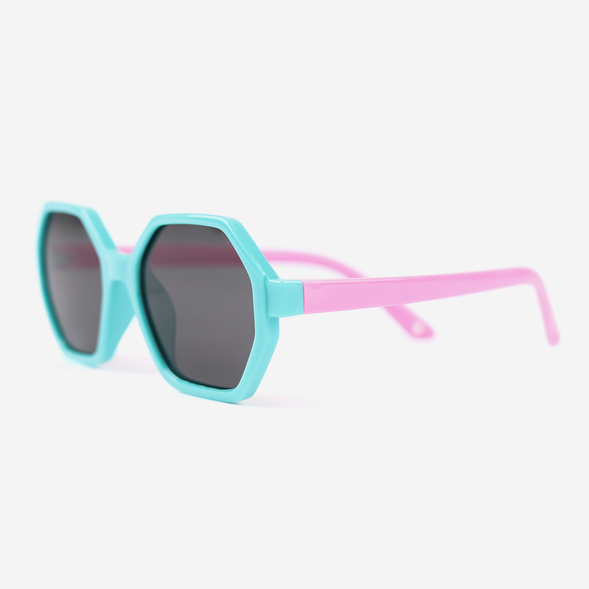 Blue Hexagonal Sunglasses for Kids, Kids Polarized Classic Geometric UV Sunglasses Flexible TR90 Frame Ages 0-2