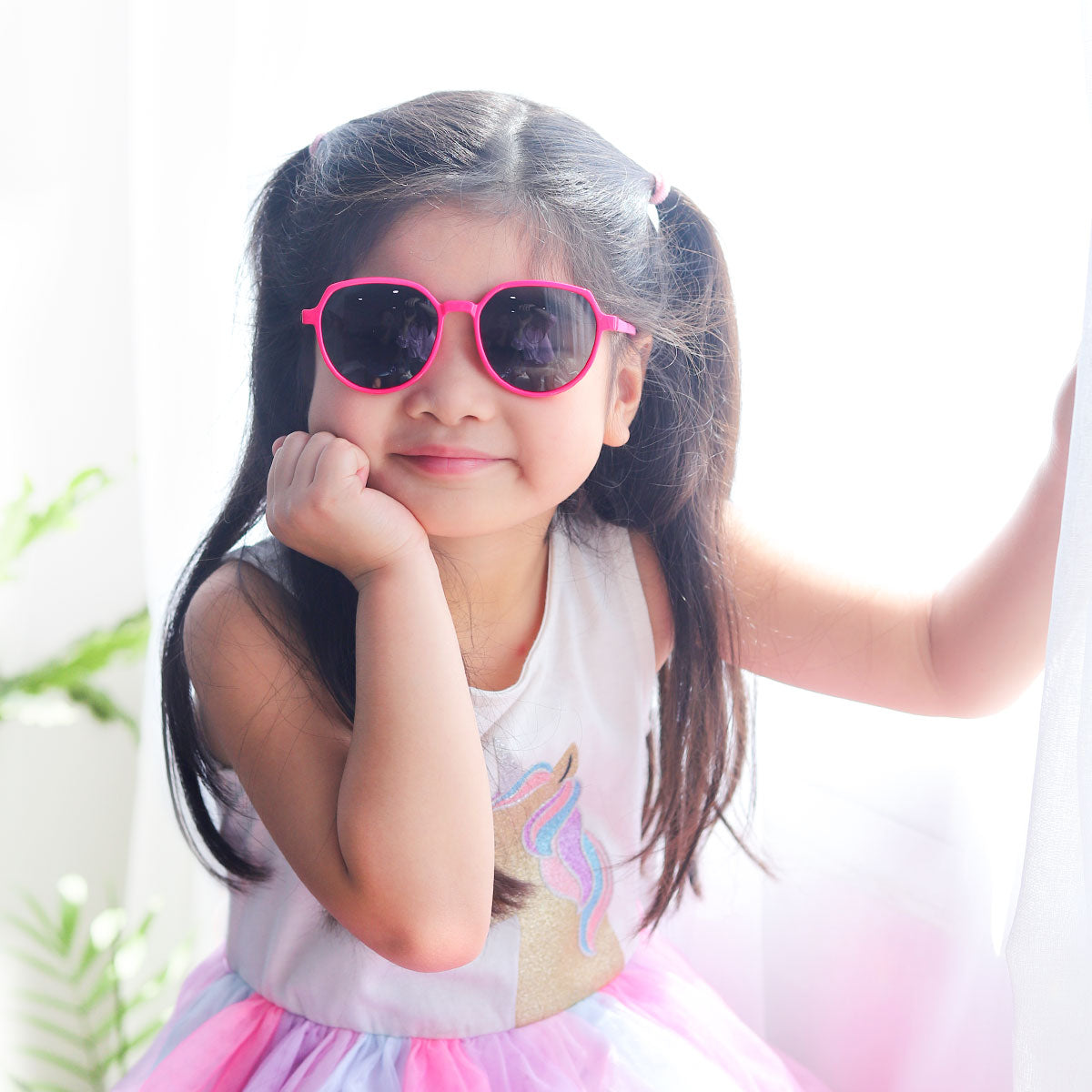 Buy Pink Round Frame Sunglasses for Kids, Vintage Boy Girl Eyewear 