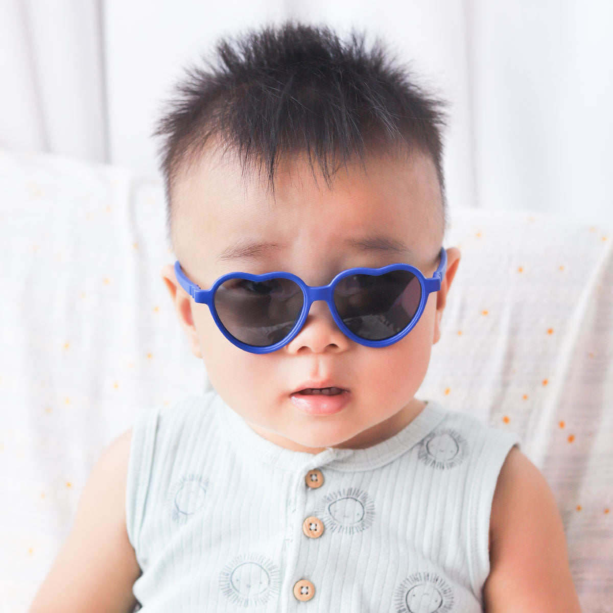 Navy Blue Heart-Shaped Sunglasses for Kids 100% UV Protection