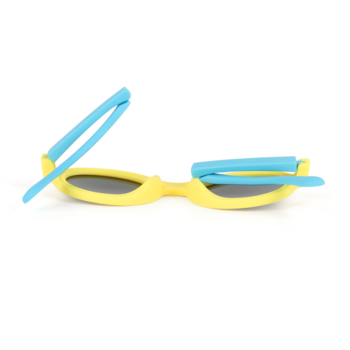 Kids Round Foldable Two tone Colored Sunglasses For Daily Use, Yellow Blue Polarized Children Sunglasses for Birthday Pool Barbecue Party, Yellow Frame and Blue Legs Fodable Sunglasses for Kids, Buy Foldable Sunglasses for Kids, Kids Round Frame Foldable Sunglasses, Fashion Style Foldable Sunglasses for Kids, Polarized Kids Round Sunglasses, Cute Baby Shades Eyewears, Kids Flexible Polarized UV Protection Sunglasses for Boys Girls Age 4-7