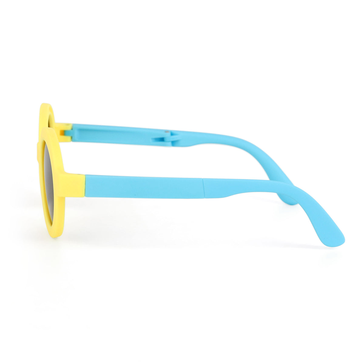 Yellow Frame and Blue Legs Fodable Sunglasses for Kids, Foldable Sunglasses for Kids, Buy Foldable Sunglasses for Kids, Kids Round Frame Foldable Sunglasses, Fashion Style Foldable Sunglasses for Kids, Polarized Kids Round Sunglasses