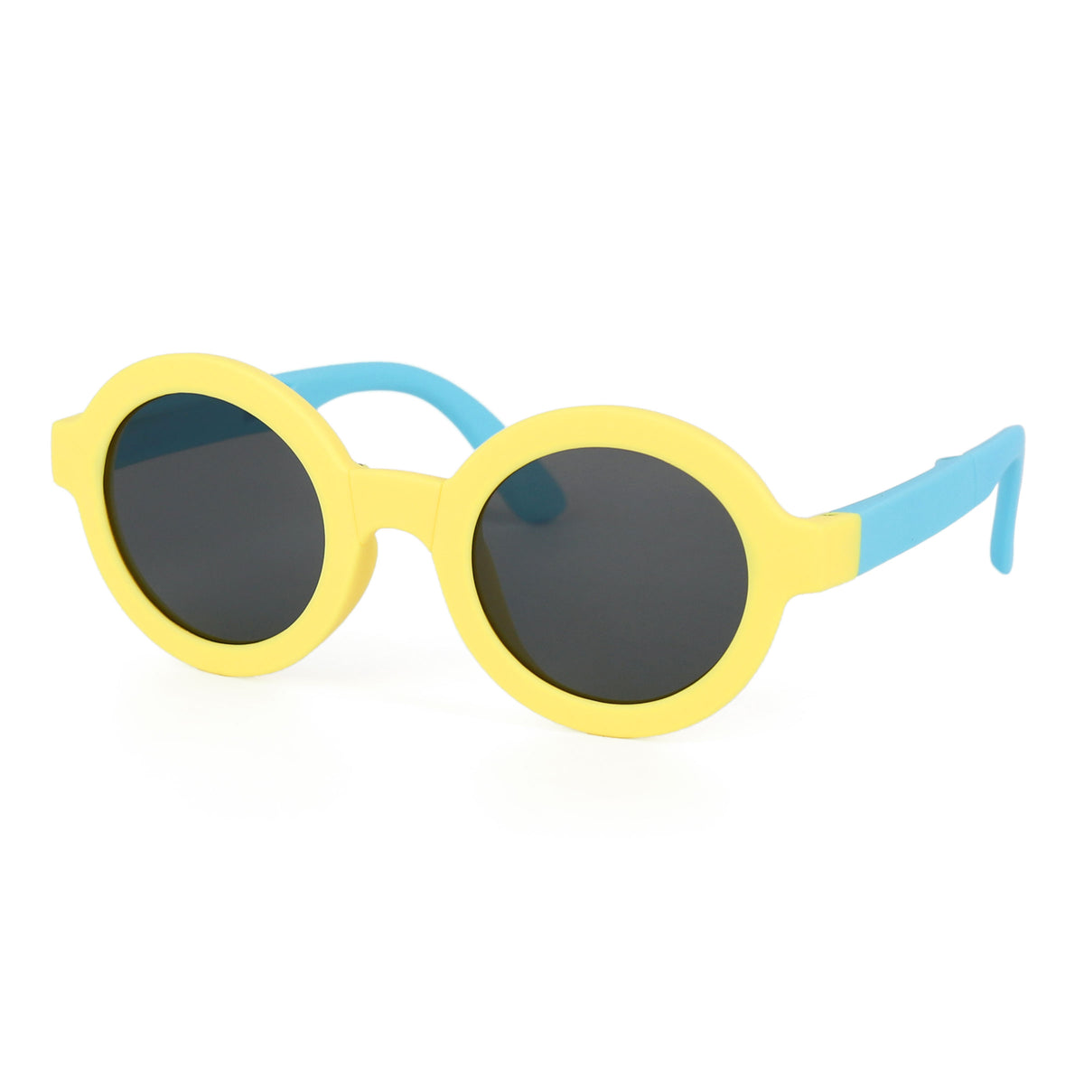 Cute Baby Shades Eyewears, Kids Flexible Polarized UV Protection Sunglasses for Boys Girls Age 4-7, Kids Round Foldable Two tone Colored Sunglasses For Daily Use, Yellow Blue Polarized Children Sunglasses for Birthday Pool Barbecue Party