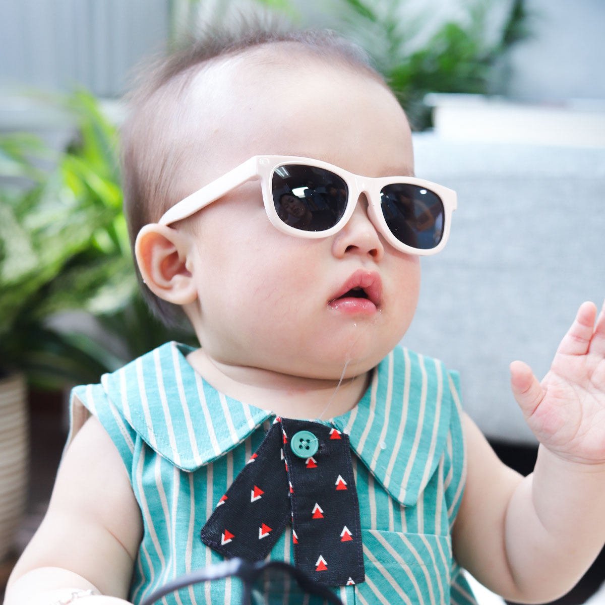 0-2 Years Old Polarized Shades Baby Sunglasses Cream Square TR90 Frame 100% UV Protection