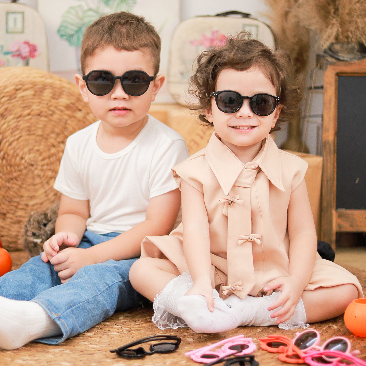 Kids Unbreakable UV Protection Fashion Sunglasses, Child Sunglasses Round Shape Polarized UV Protection for Boys Girls, Kids Party Decorations, Kids Birthday Gift Ideas, Buy Children Sunglasses Square Frame Online