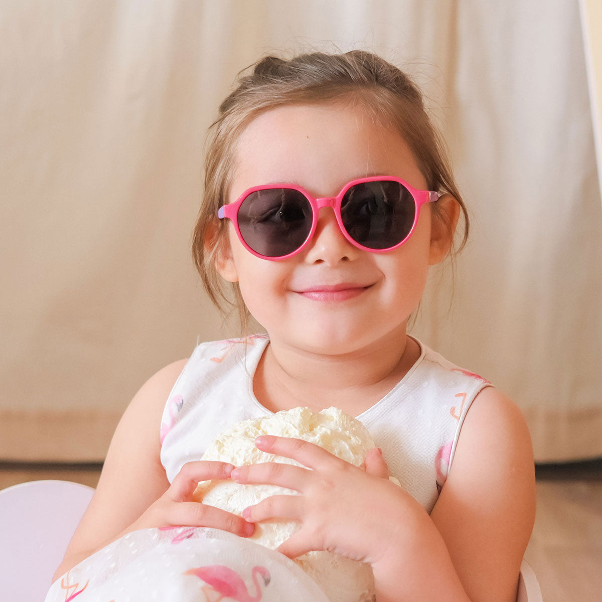 Hot Pink-Purple Polarized Sunglasses for Kids, Kids Round Two-Tone Frame Sunglasses