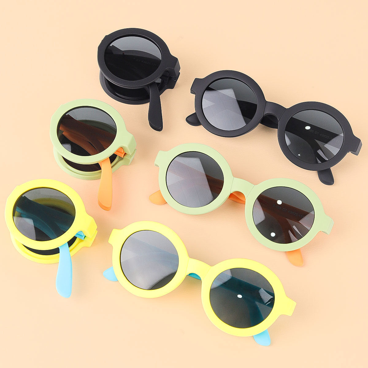 Round frame sunglasses for kids, Foldable kids sunglasses with polarized lenses and 100% UV protection