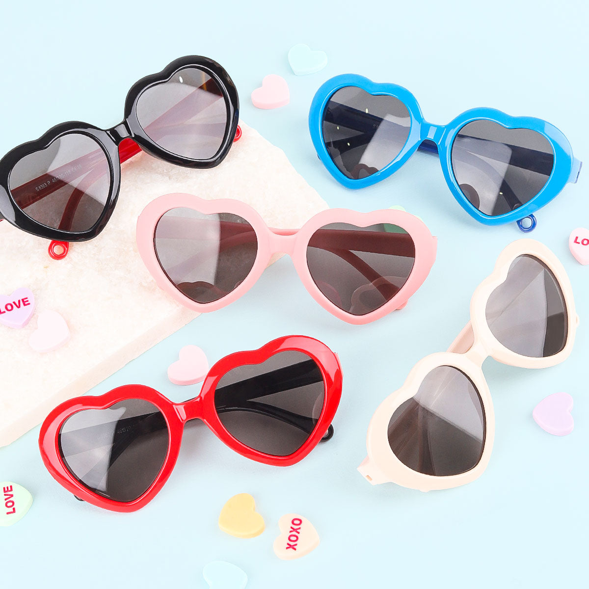 Heart Shaped Sunglasses for Kids Aged 3-10, Cute Heart Sunglasses for Children Girls Boys with Polarized Lenses and 100% UV Protection