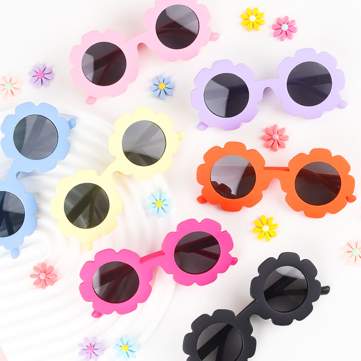 Cute Flower Round Kids Sunglasses for Kids Aged 3-10, Polarized Sunglasses Birthday Party Favors for Boys Girls