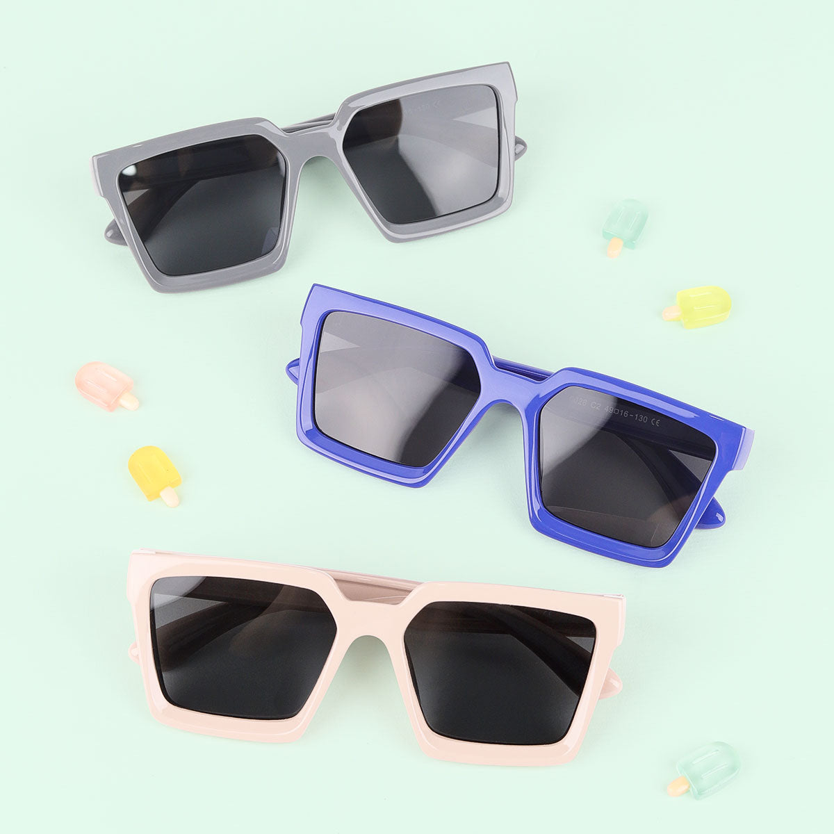 Taylor Square Frame Fashion Sunglasses for Kids UV Protection Grey