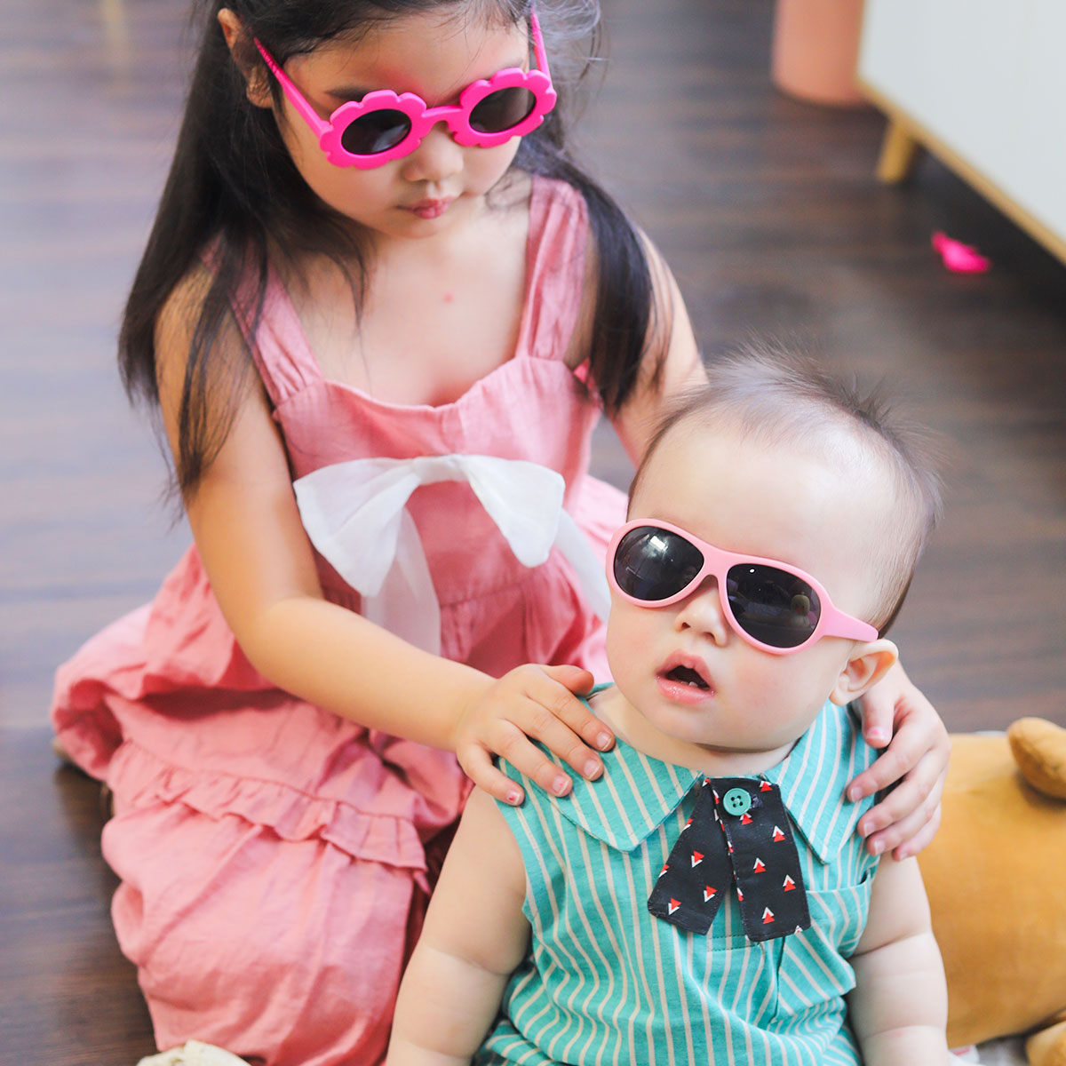 Pink Round Flexible Baby &amp; Toddler Sunglasses 0 - 2 Years, Polarized Lens &amp; 100% UV Protection