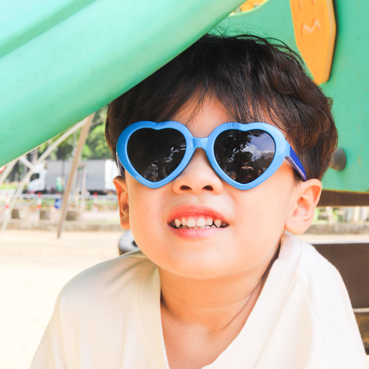 Buy Blue Heart-shaped Sun Glasses for Girls Boys Children Polarized Lens &amp; UV Protection